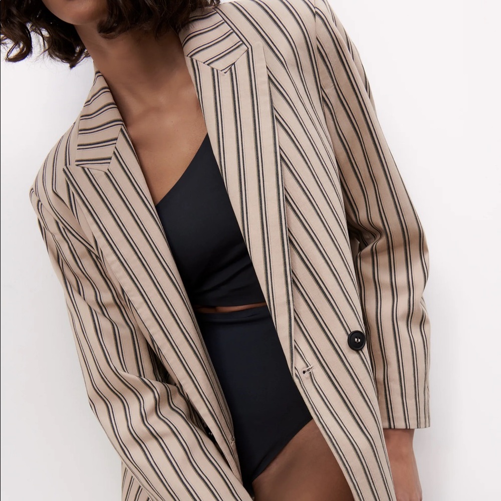 ZARA Oversized Double Breasted Striped Jacket EU M